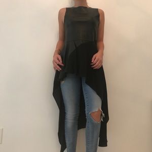 Leather flowy and leather top